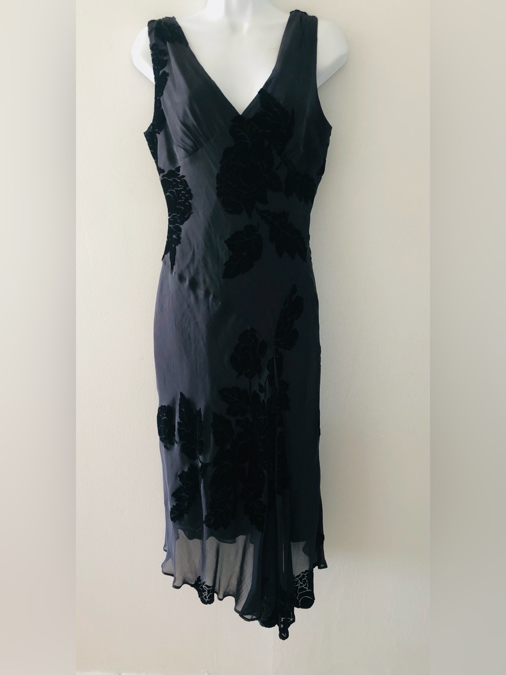 VTG 90s Joseph Ribkoff Black Velvet Burnout Sheer Party Dress Size 8/M Canada